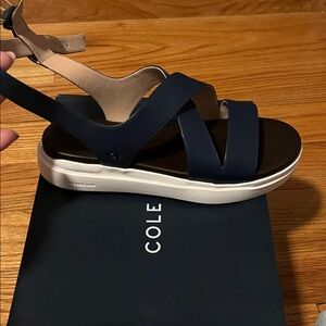 Cole Haan Navy and White Sandals